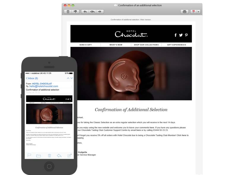 Hotel Chocolat subscription email