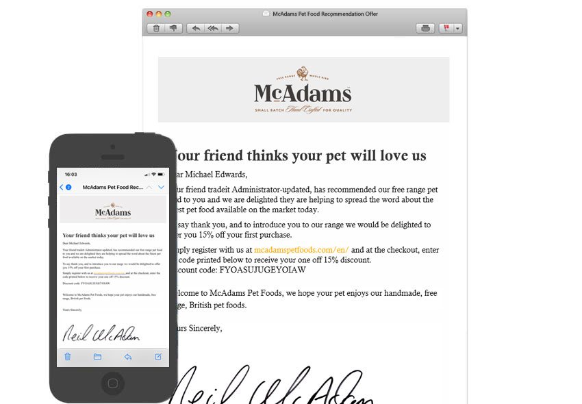 McAdams recommend a friend email