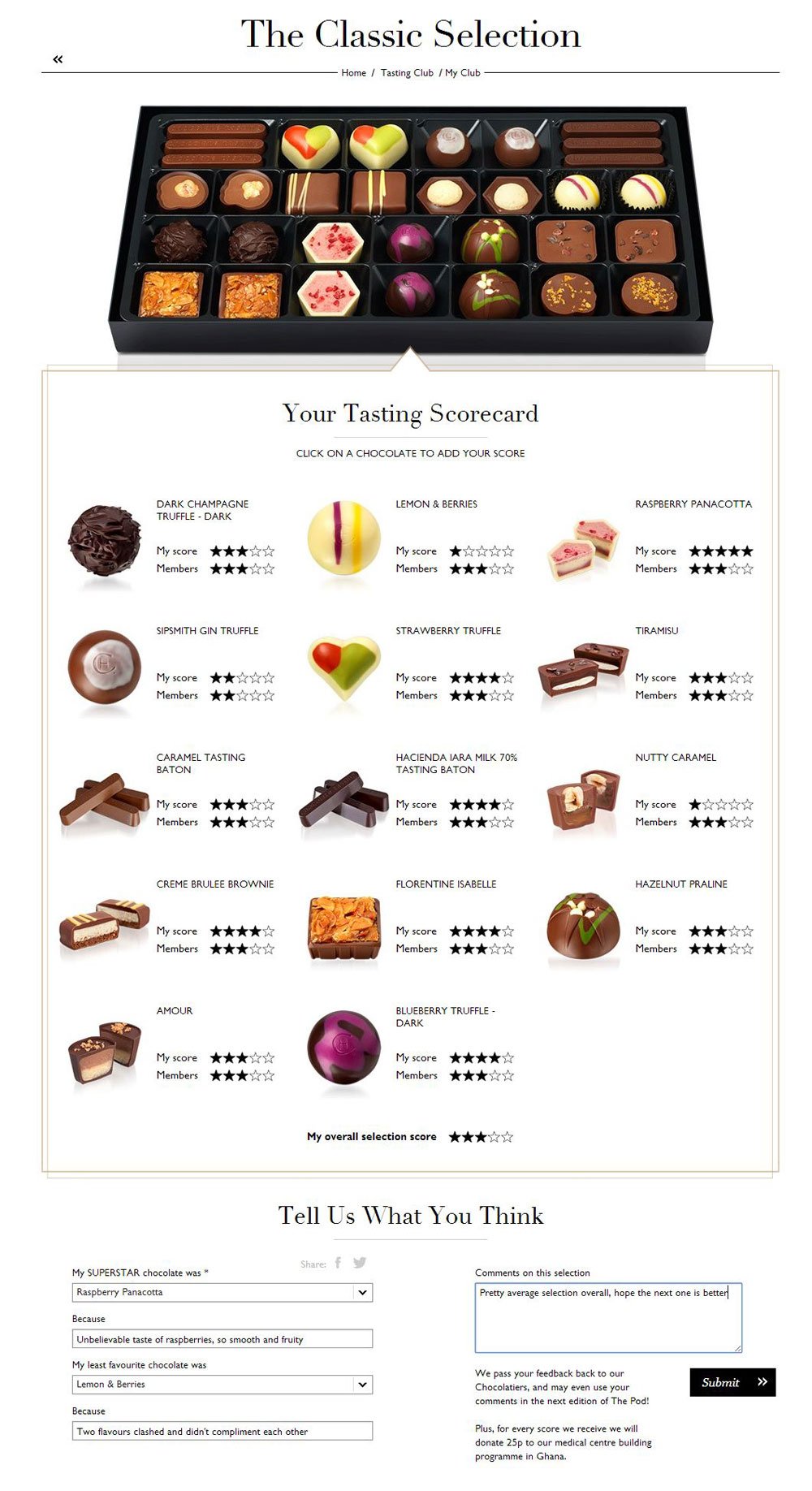 Hotel Chocolat's Tasting Club chocolate scoring