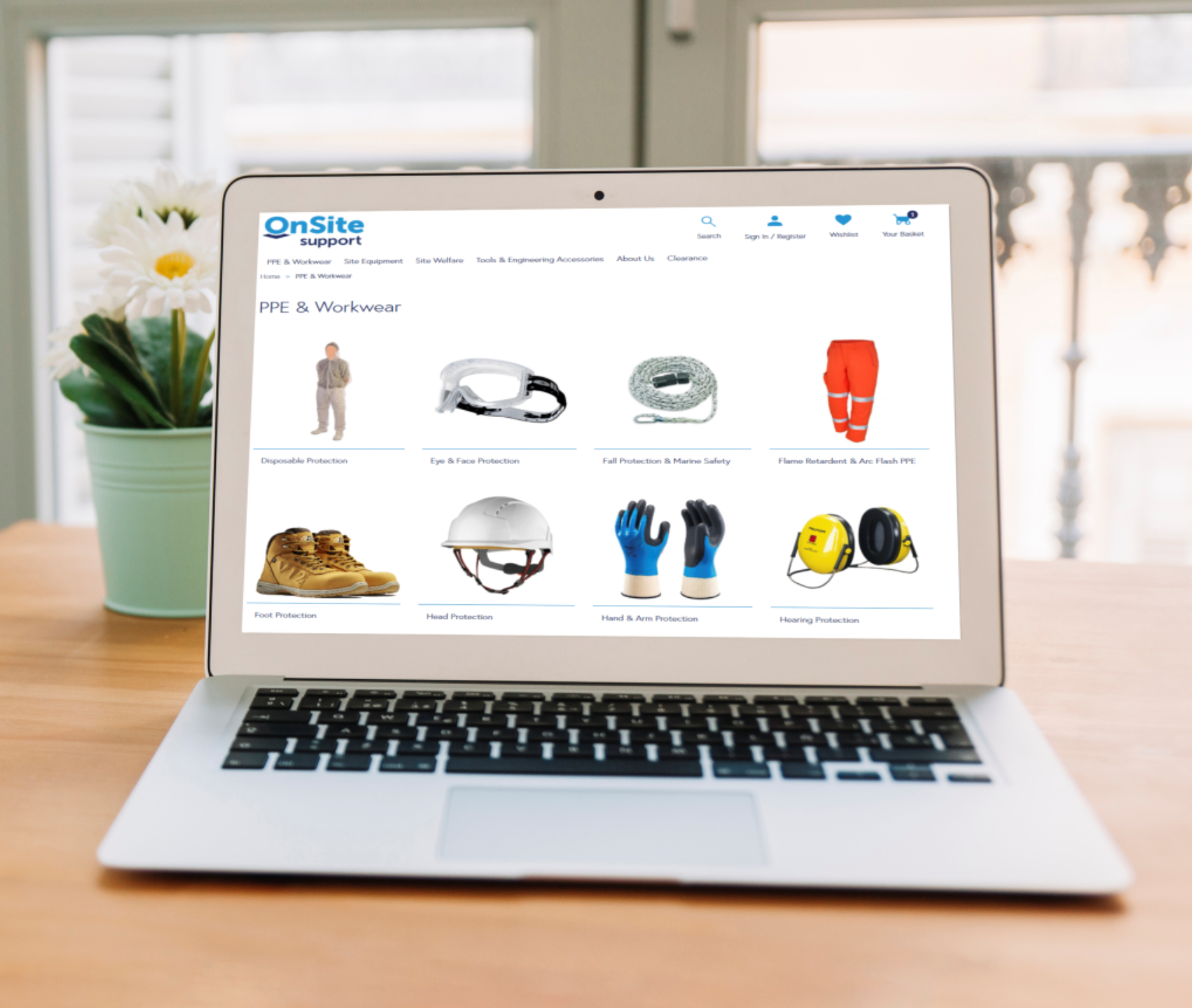 Onsite website lapton on table