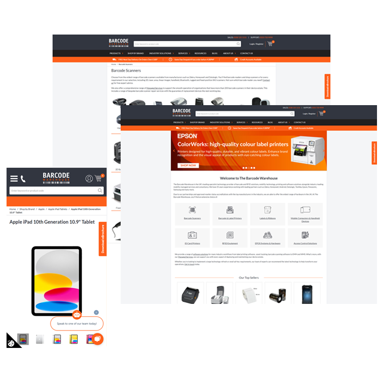 The Barcode Warehouse ecommerce site
