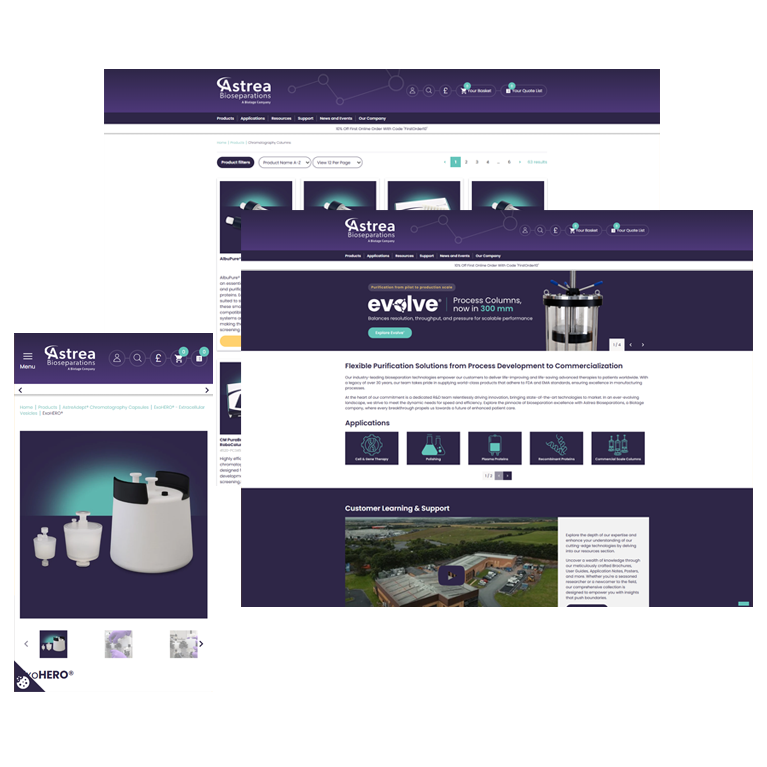 Astrea Bioseparations ecommerce site