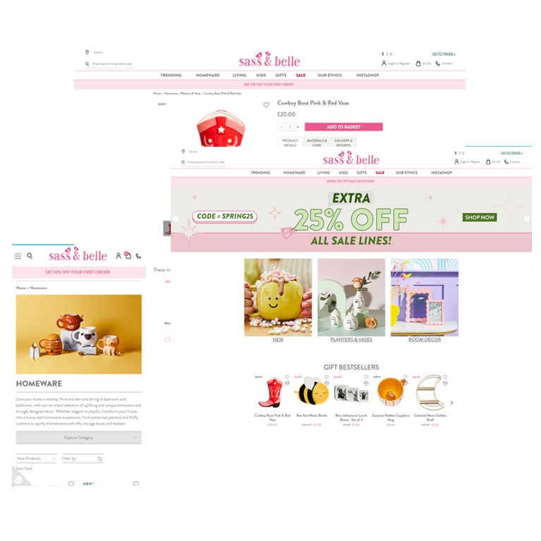 Sass & Belle ecommerce site