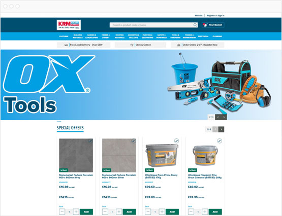 KRM Building Supplies homepage