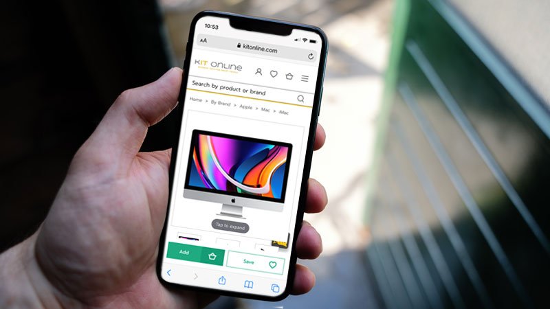 Kit Online website on iPhone