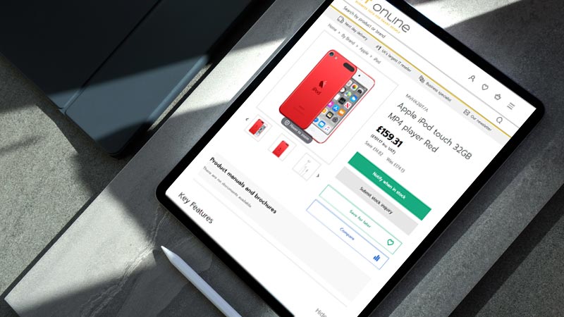Kit Online website on iPad