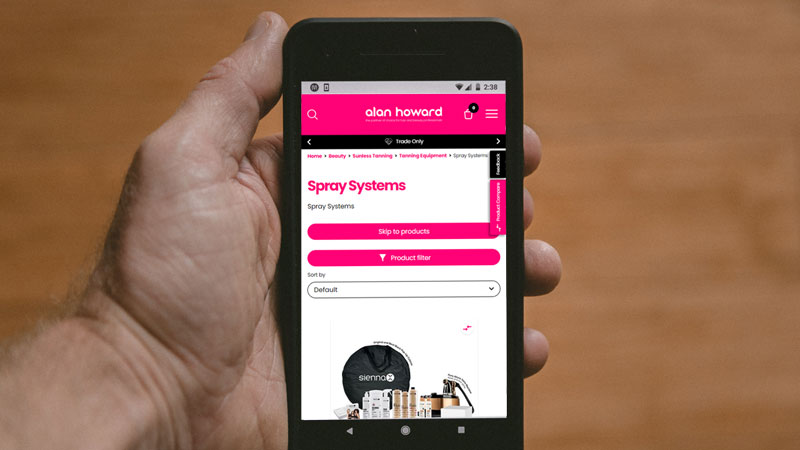 Alan Howard ecommerce website on phone
