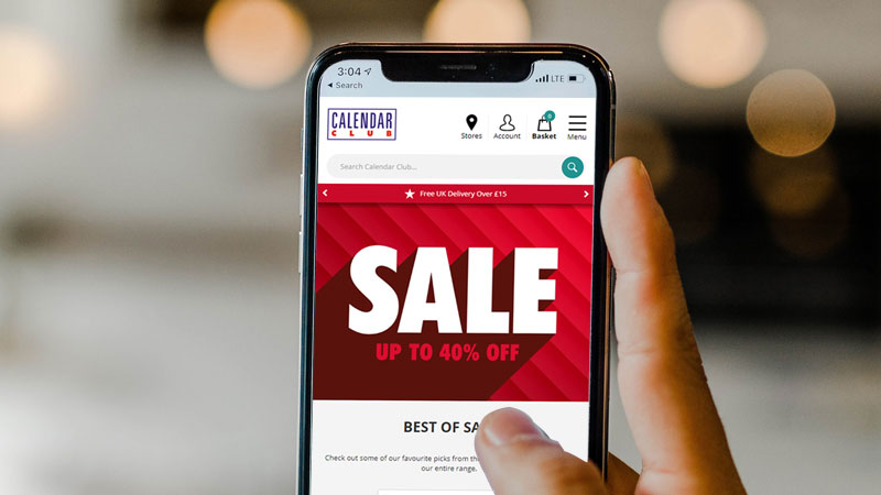 Calendar Club ecommerce site on phone