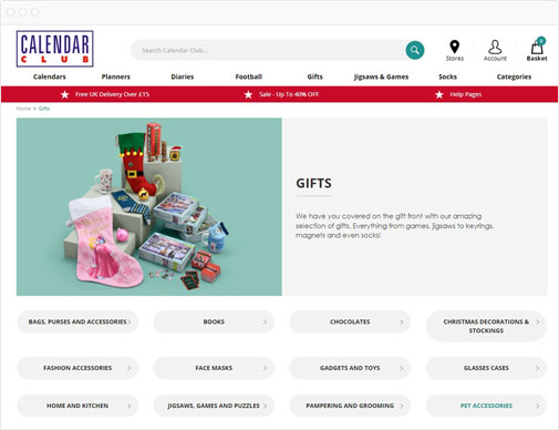 Calendar Club ecommerce website