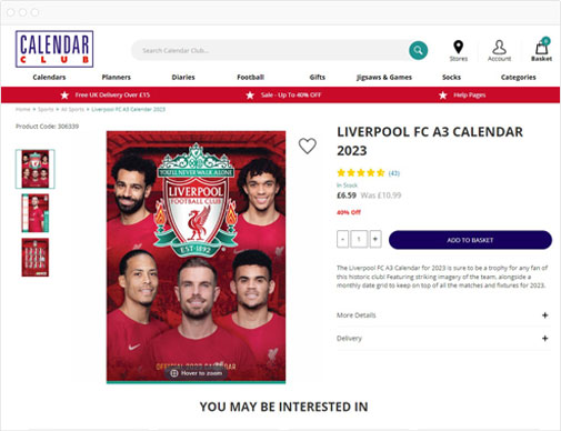 Calendar Club ecommerce website