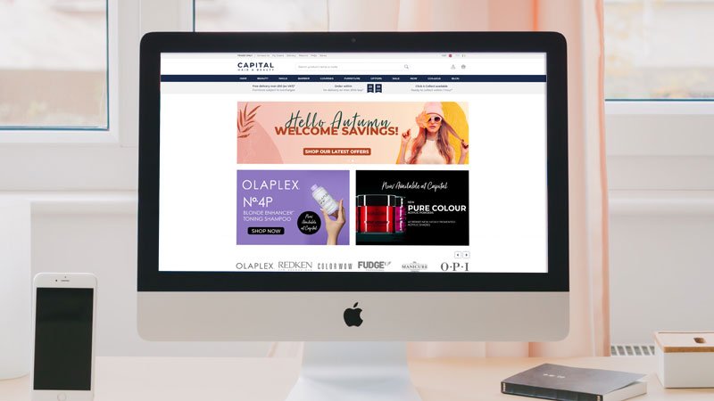 Capital Hair & Beauty ecommerce site on iMac