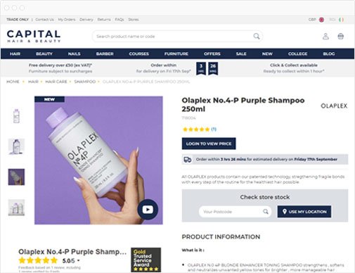 Capital Hair & Beauty product detail page