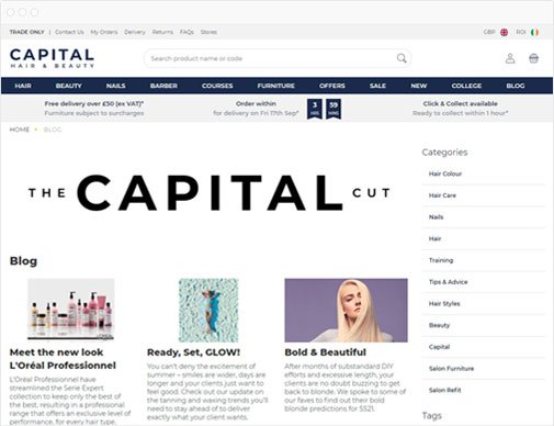 Capital Hair & Beauty blog page