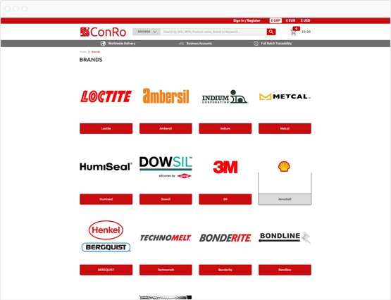 ConRo brand listings page