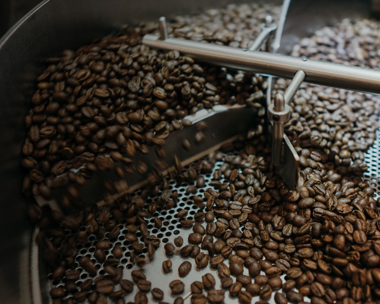 coffee beans in roastery