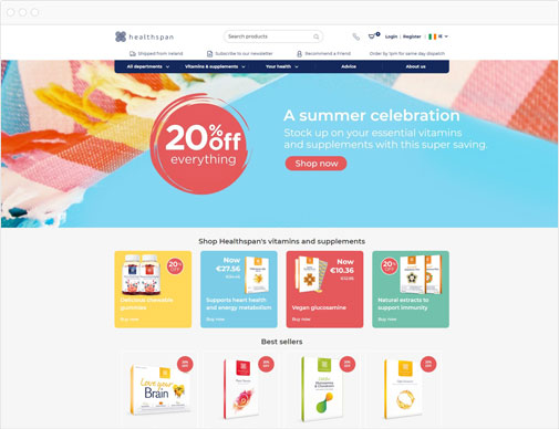 Healthspan ecommerce website