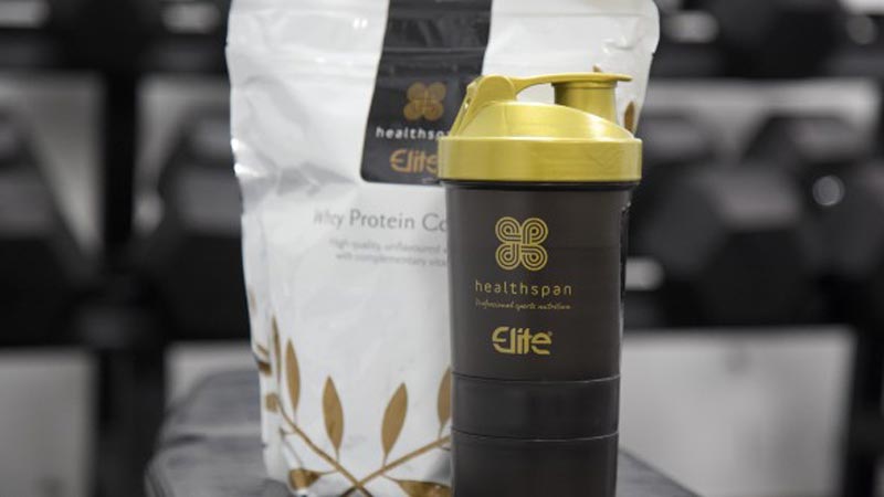Healthspan Elite shaker and protein powder