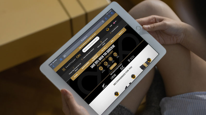 Healthspan Elite UK website on iPad