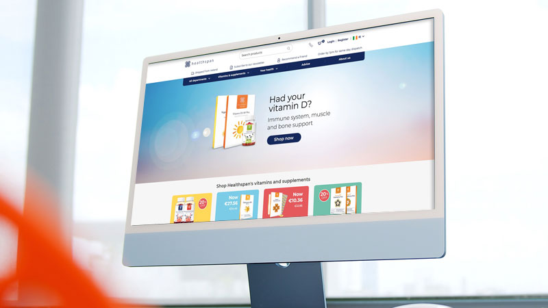 Healthspan ecommerce site on iMac