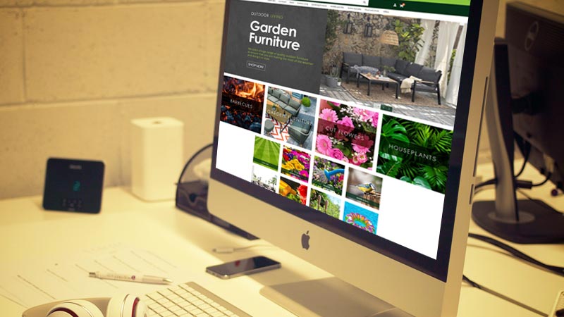 Longacres ecommerce site on a computer