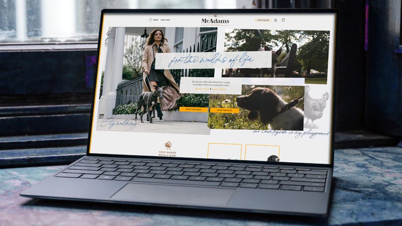 McAdams ecommerce site on a laptop