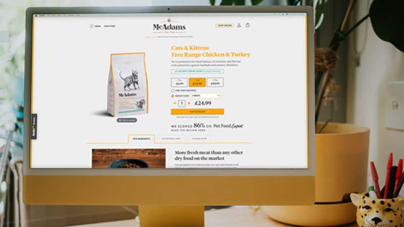 McAdams ecommerce site on computer