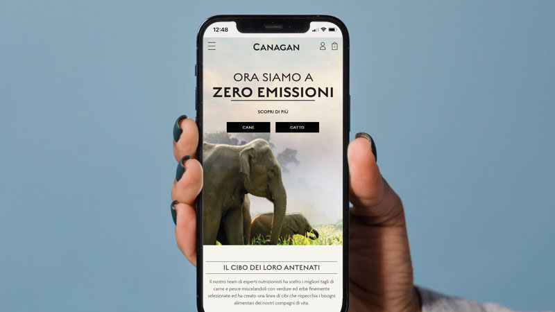 Canagan Italy website on mobile device