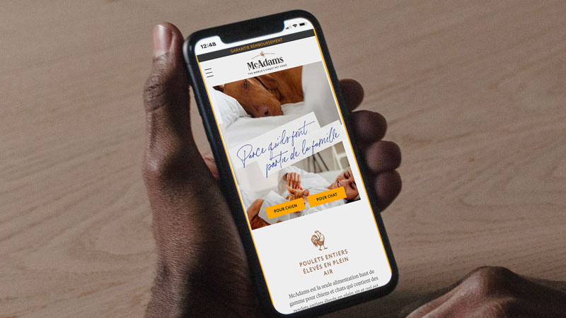 McAdams France ecommerce site on phone