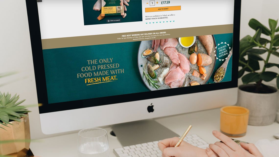 Tribal Pet Foods website on iMac
