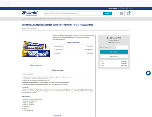 Silmid ecommerce site category page in browser