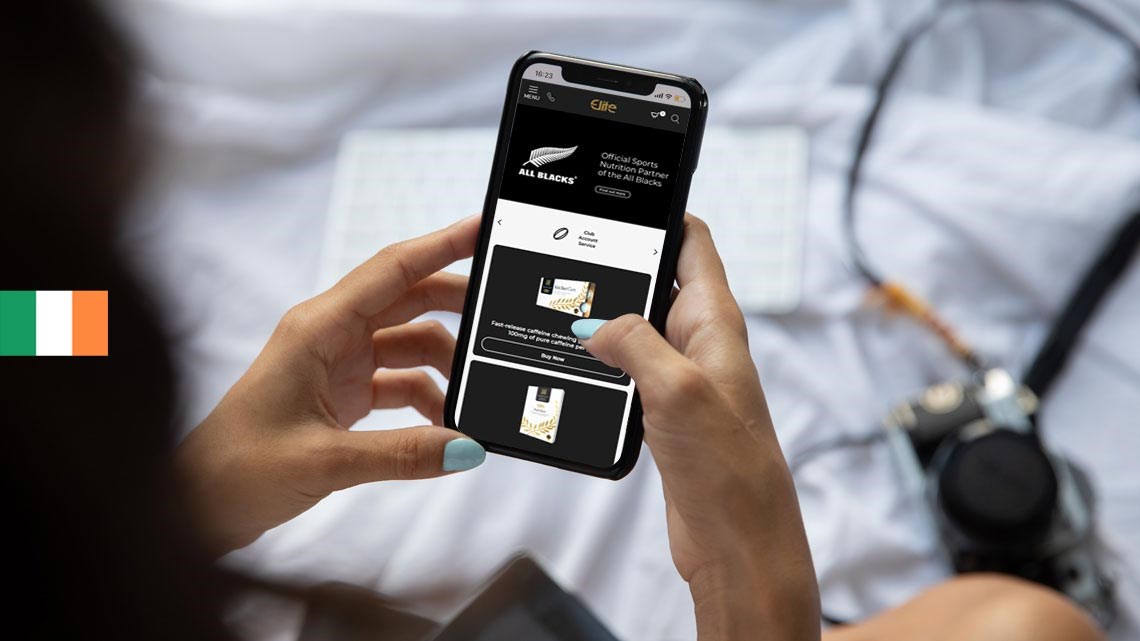 Healthspan Elite Irish ecommerce site on mobile phone