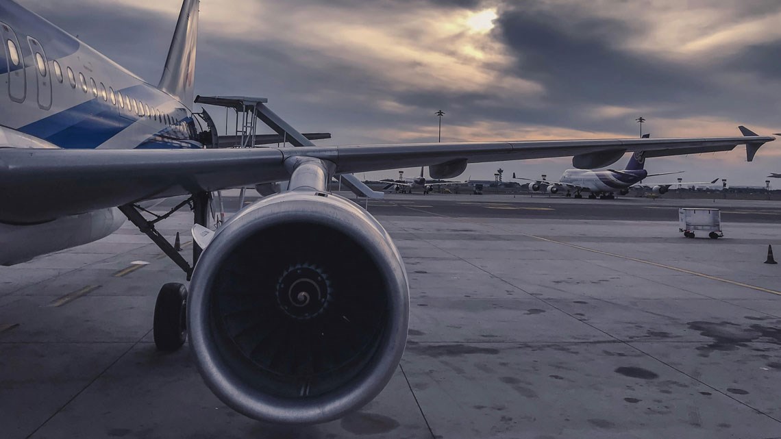 Parked aircraft at airport 