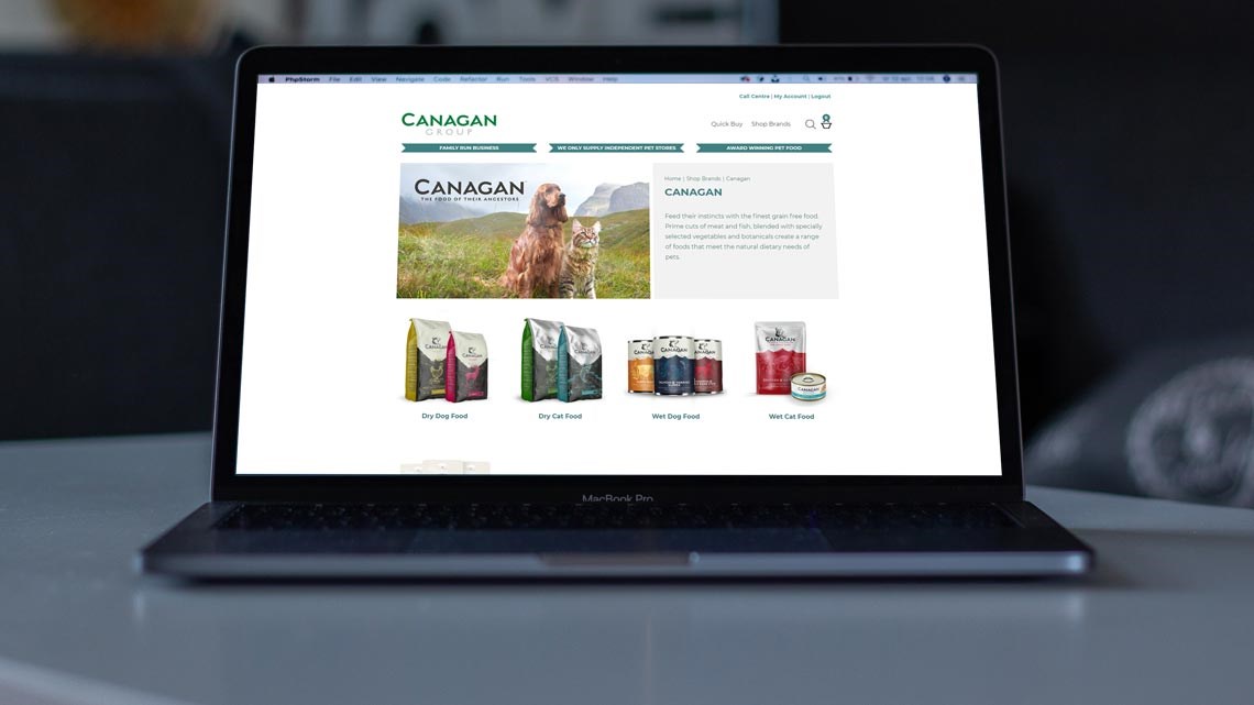 Canagan ecommerce site on a laptop