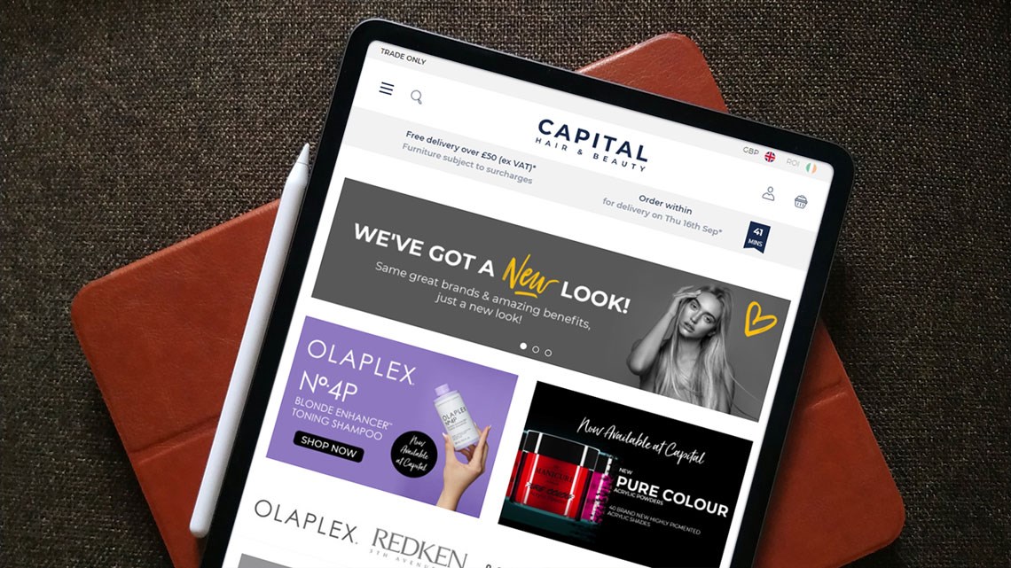 Capital Hair & Beauty ecommerce site on an iPad