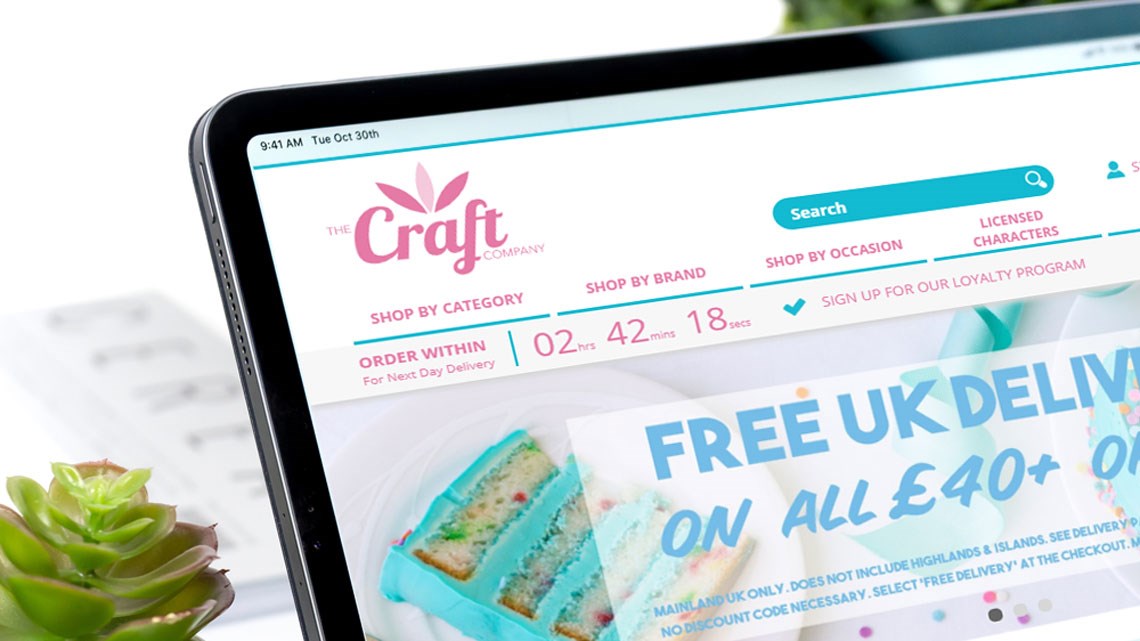 The Craft Company ecommerce site on a tablet