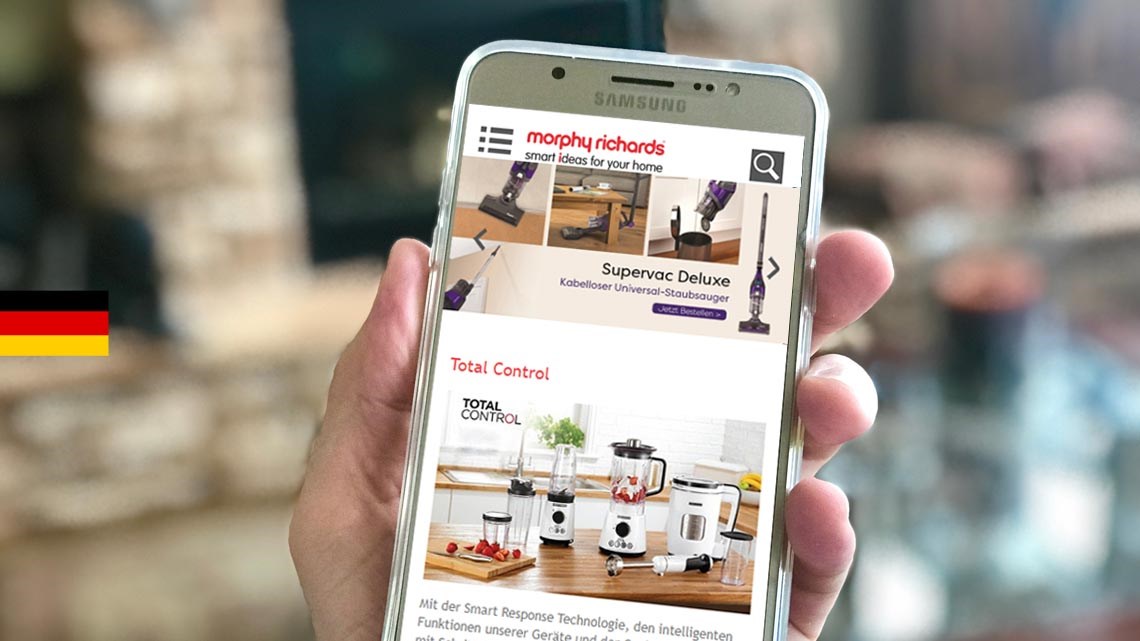 Morphy Richards German website on phone