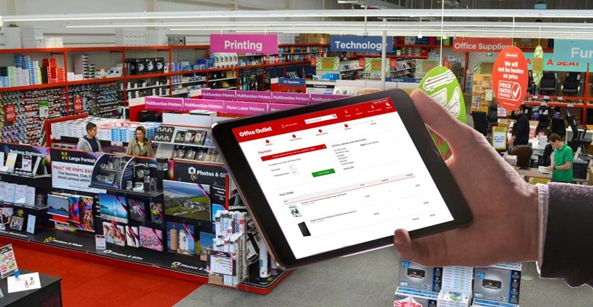 Office Outlet's endless aisle on tablet 