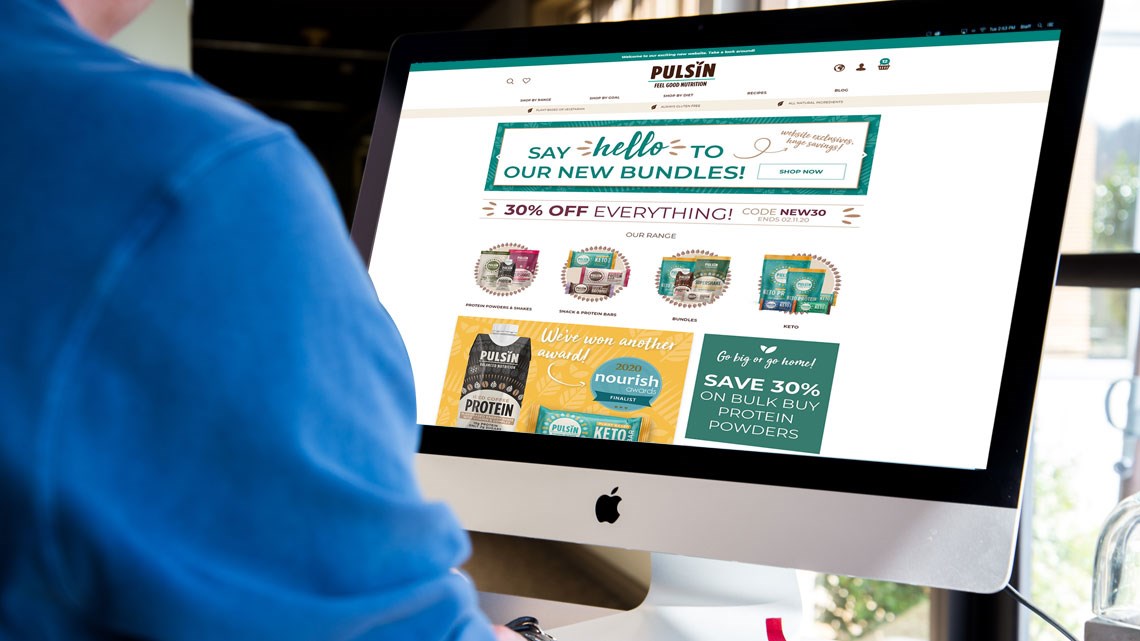 Pulsin ecommerce site on a computer