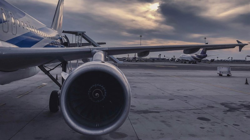 Parked aircraft at airport 