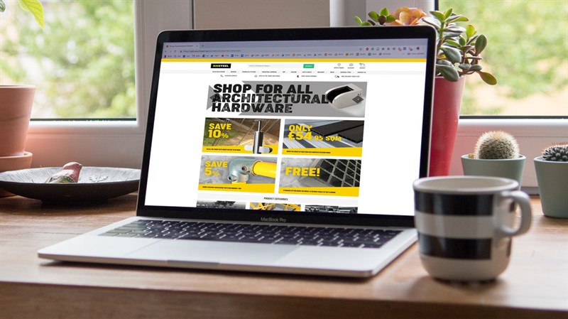 BM Steel ecommerce site on a laptop