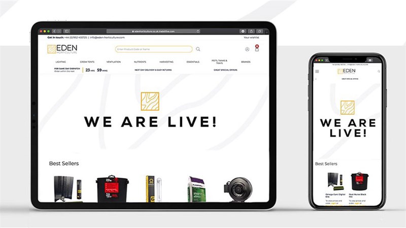 Eden Horticulture ecommerce site on tablet and mobile phone