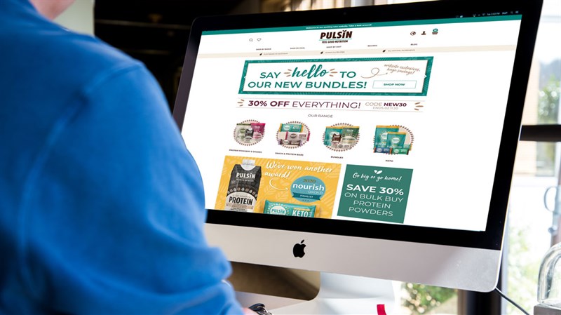 Pulsin ecommerce site on a computer