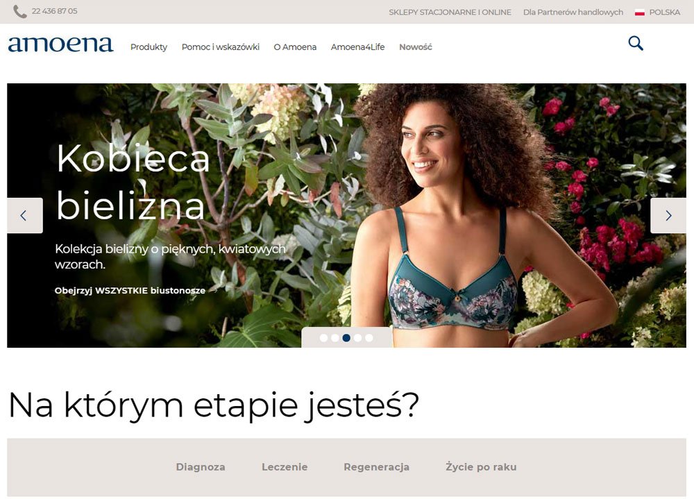 Amoena Poland ecommerce site homepage