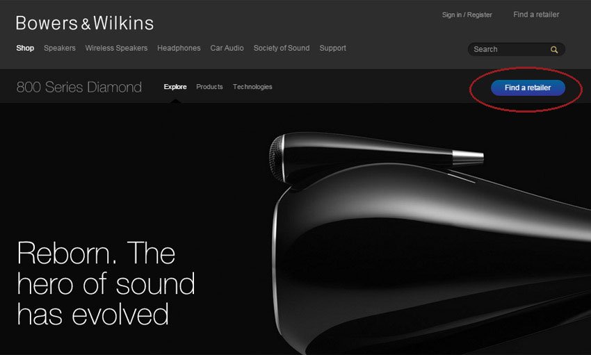 Bowers & Wilkins online retailer finder