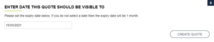 Westcoast call centre quotation capabilities showing setting the expiry date of a quote