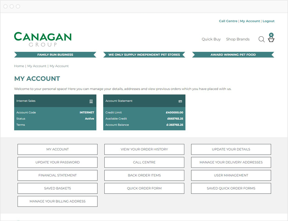 Canagan trade my account web page