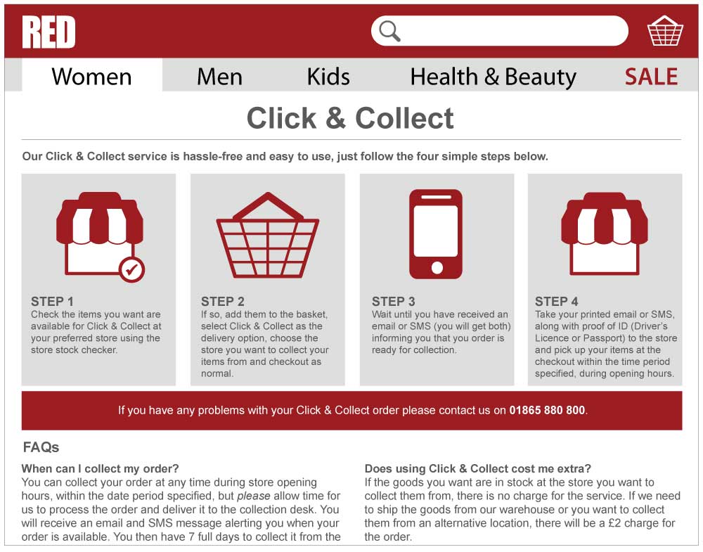 illustrated example of Click & collect explanation page