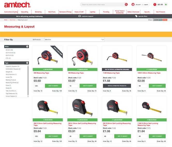 DK Tools product listings page