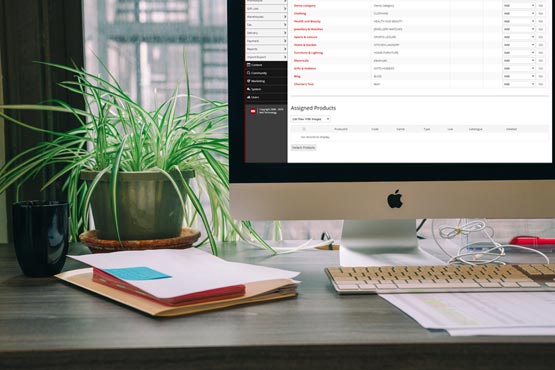 Computer showing the tradeit ecommerce platform's administration system