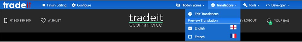 The tradeit ecommerce platform's page translation